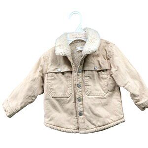 Zara Baby 9-12M Sherpa Lined Denim Jacket Cream Chore Jacket‎ Beige